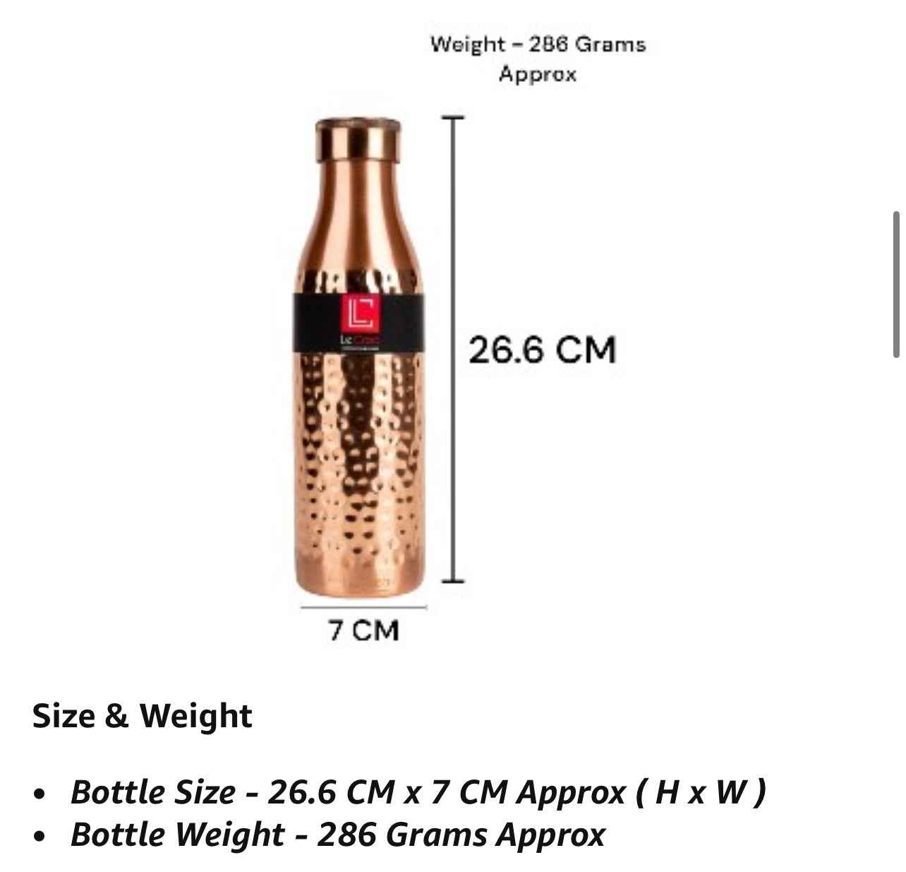 100% Pure Copper Water Bottle