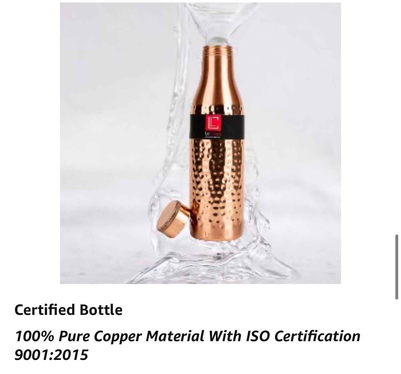 100% Pure Copper Water Bottle