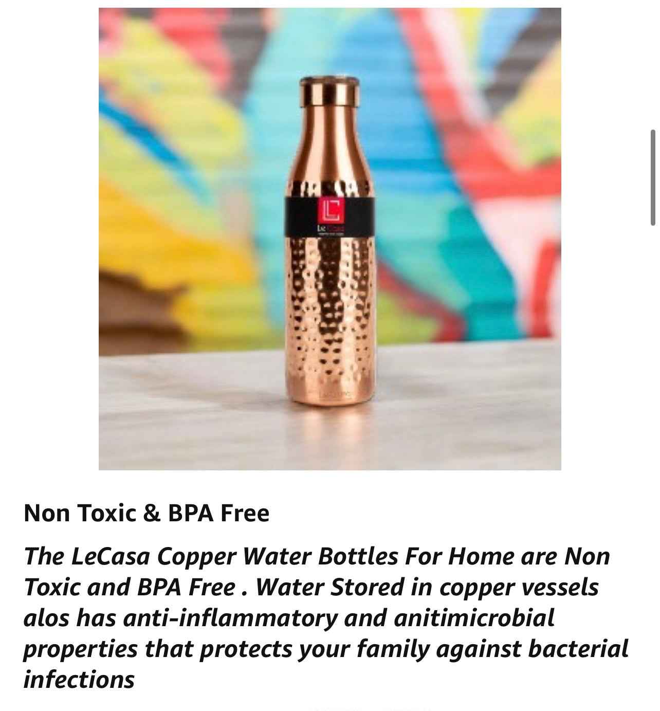 100% Pure Copper Water Bottle