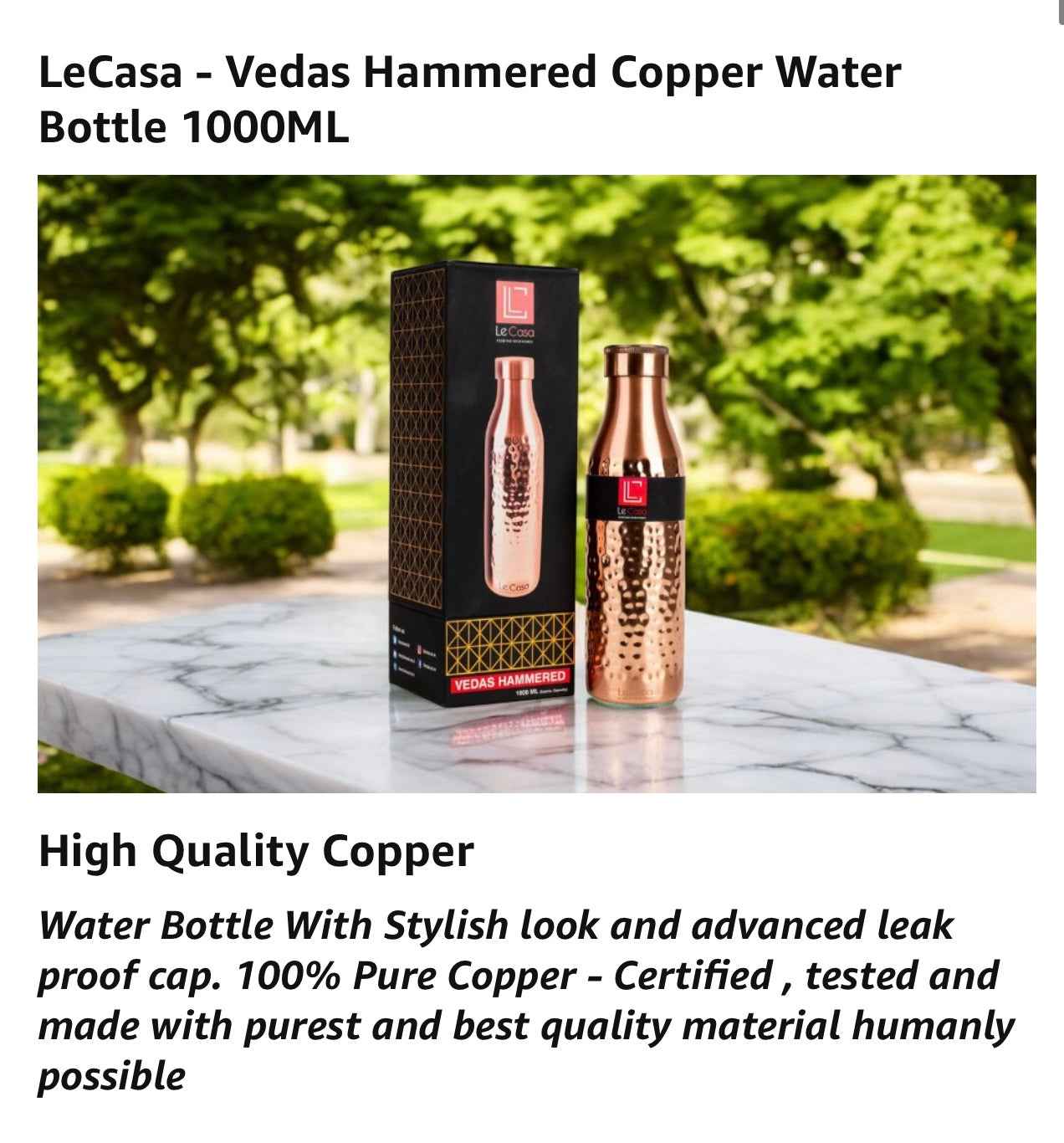 100% Pure Copper Water Bottle