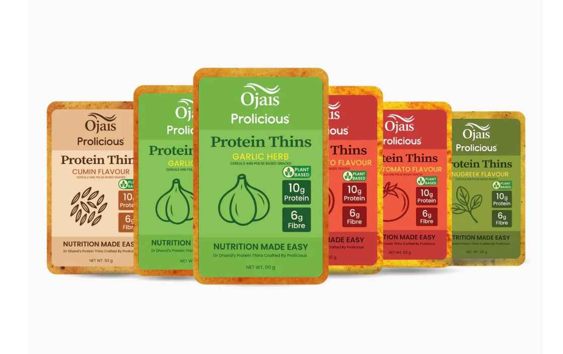 PROTEIN SAVOURY THINS - MIXED FLAVORS -6 packets ( 2 x Garlic & Herb, 2 x Tangy Tomato, 1 x Cumin seed, 1 x Fenugreek )