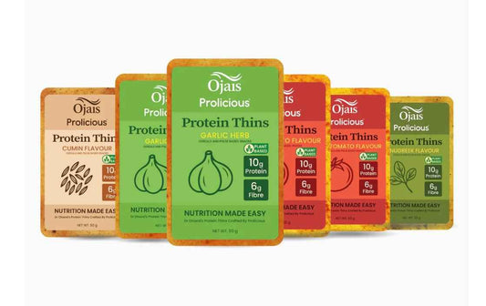 PROTEIN SAVOURY THINS - MIXED FLAVORS -6 packets ( 2 x Garlic & Herb, 2 x Tangy Tomato, 1 x Cumin seed, 1 x Fenugreek )