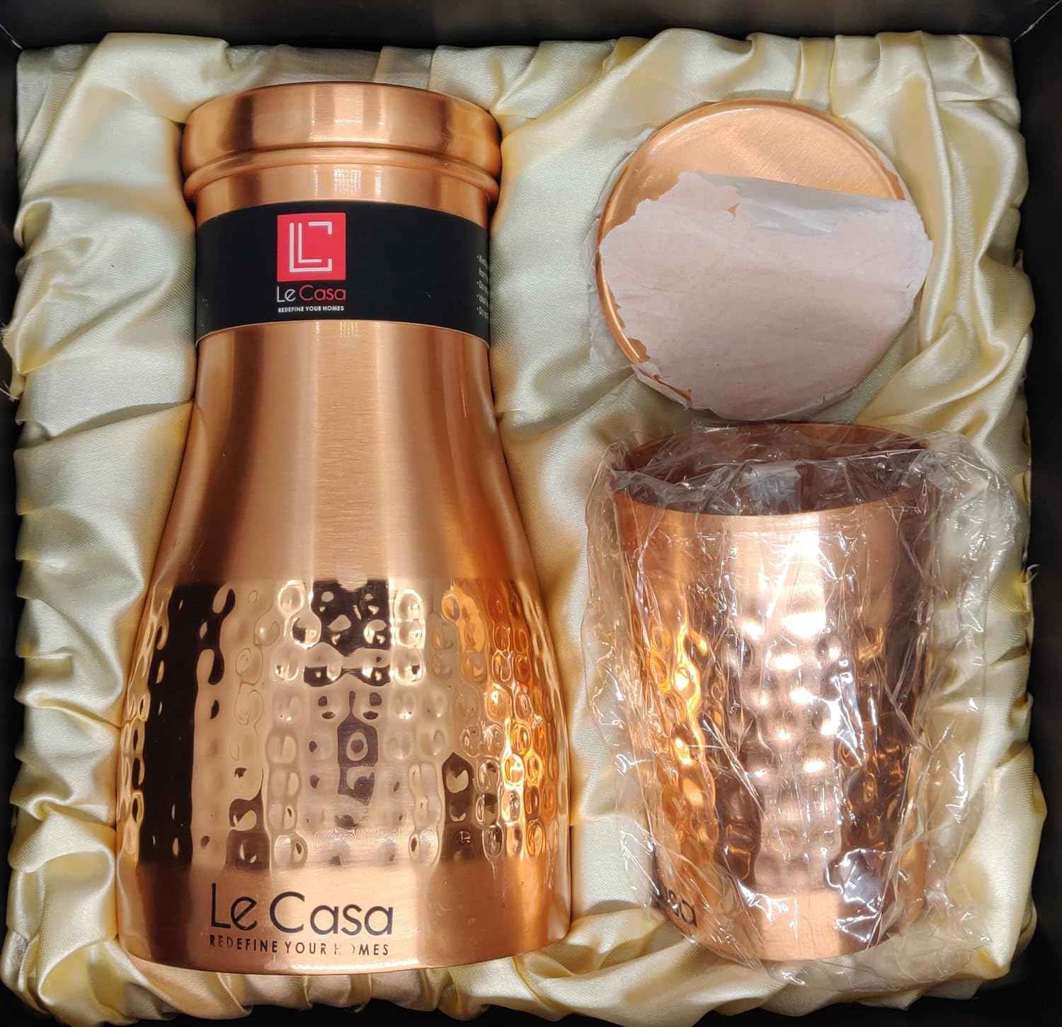 100% Pure Copper Water Bottle and Glass set