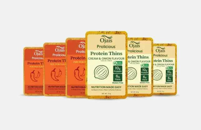 PROTEIN SAVOURY THINS - GLUTEN FREE - 6 PACKETS ( 3 X CREAM & ONION, 3 X PERI PERI )