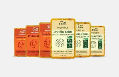 PROTEIN SAVOURY THINS - GLUTEN FREE - 6 PACKETS ( 3 X CREAM & ONION, 3 X PERI PERI )