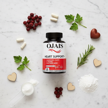 Heart Support ingredients flat lay